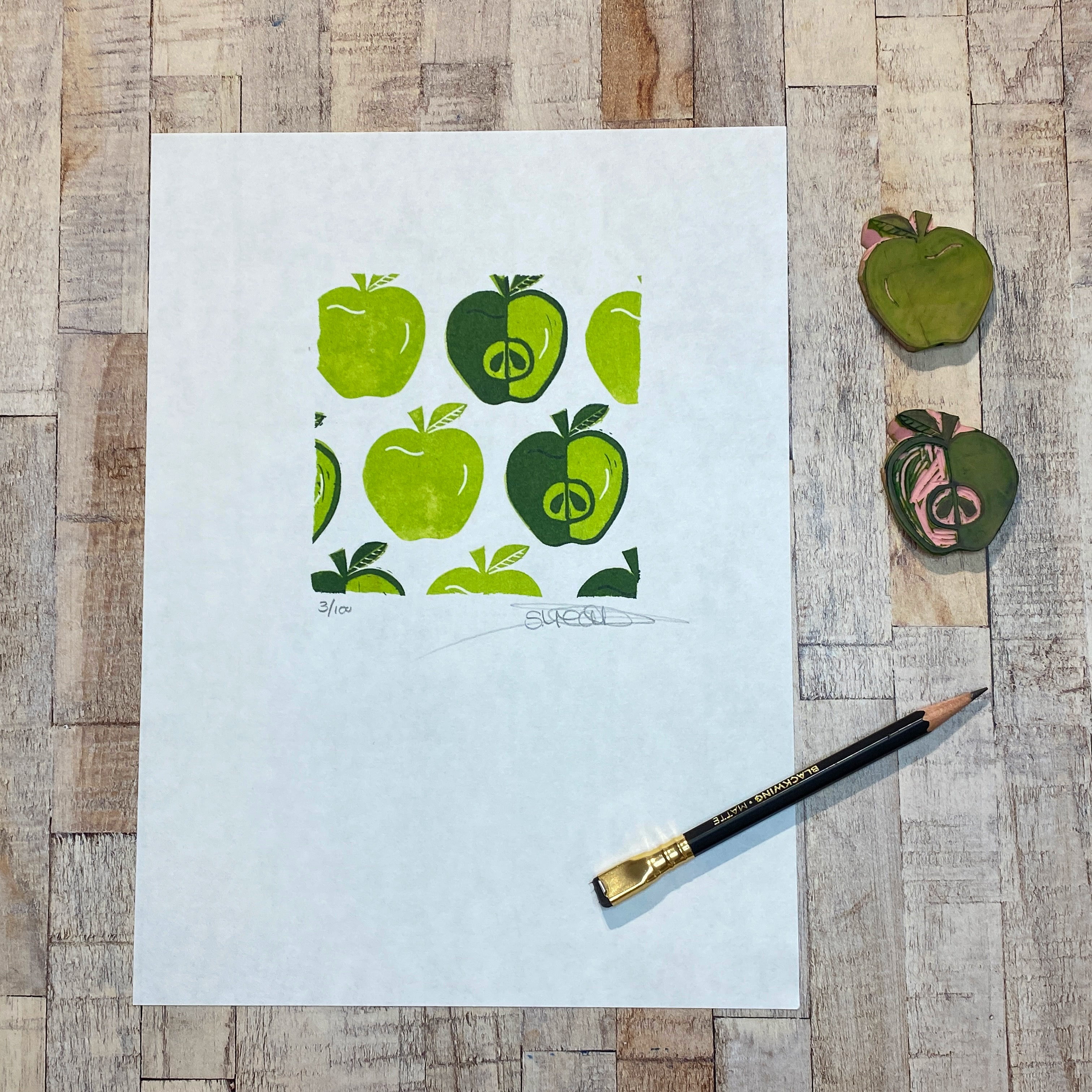 Apple Layered Block Print