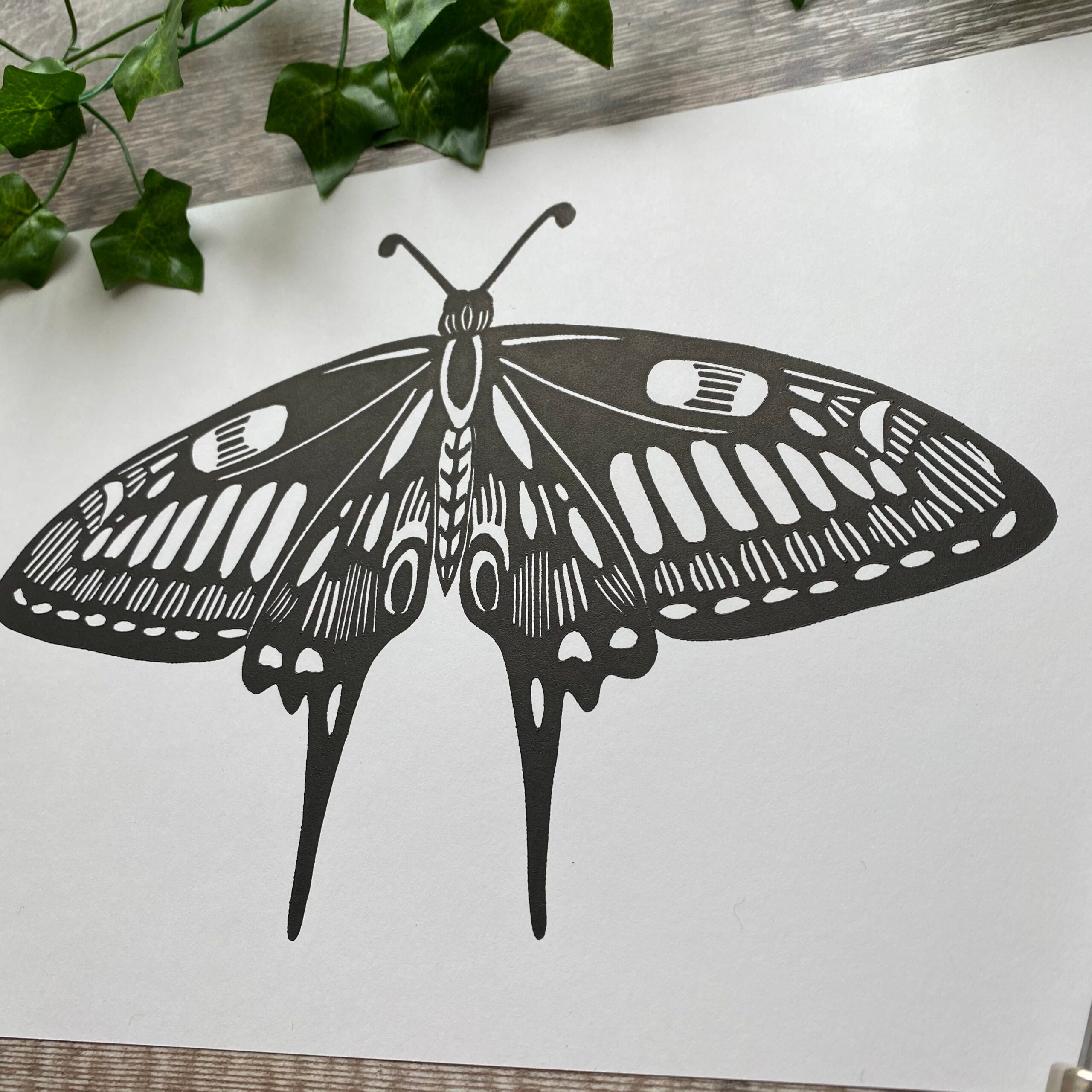 SALE - Swallowtail Butterfly - Original Linocut Print