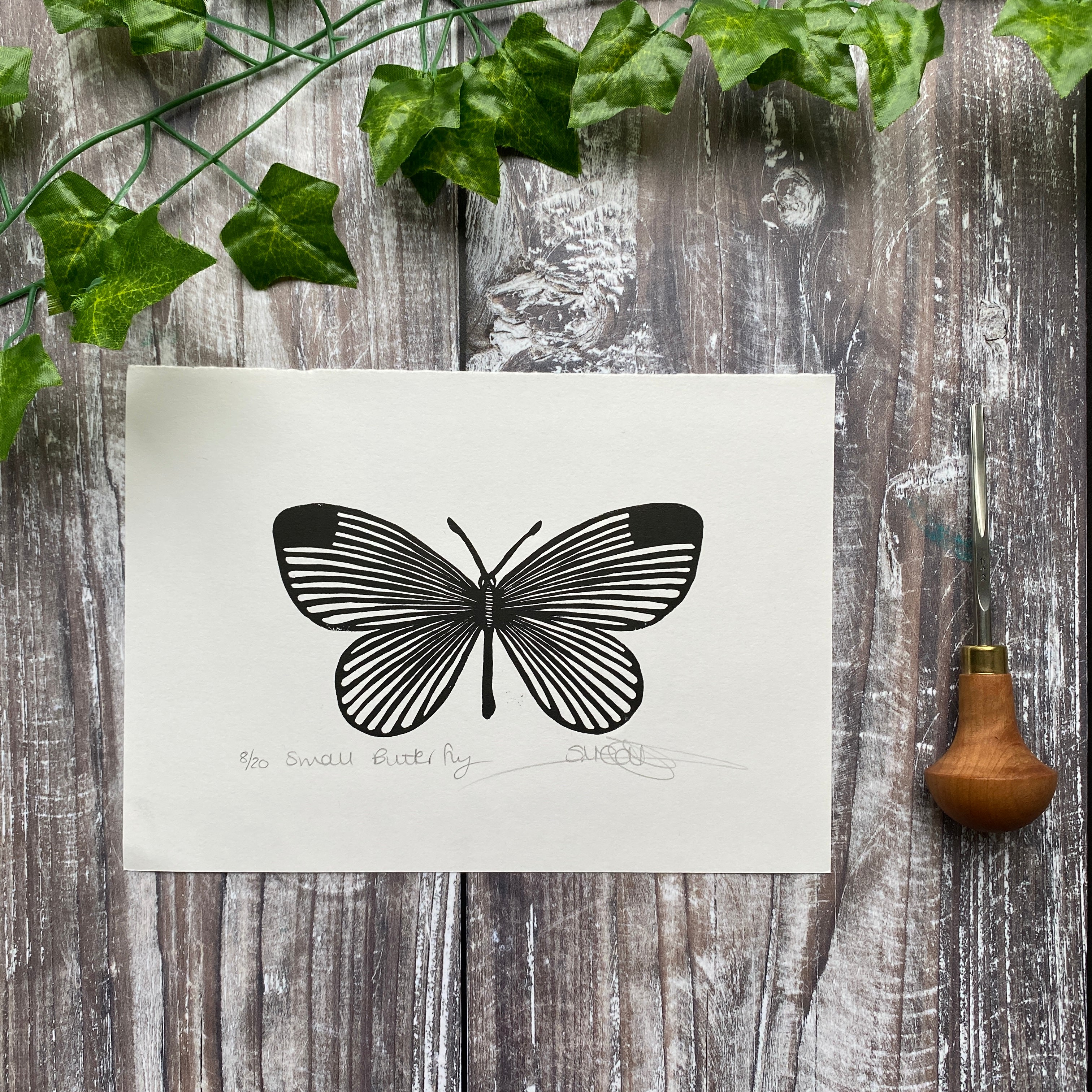 Little Butterfly Linocut Print
