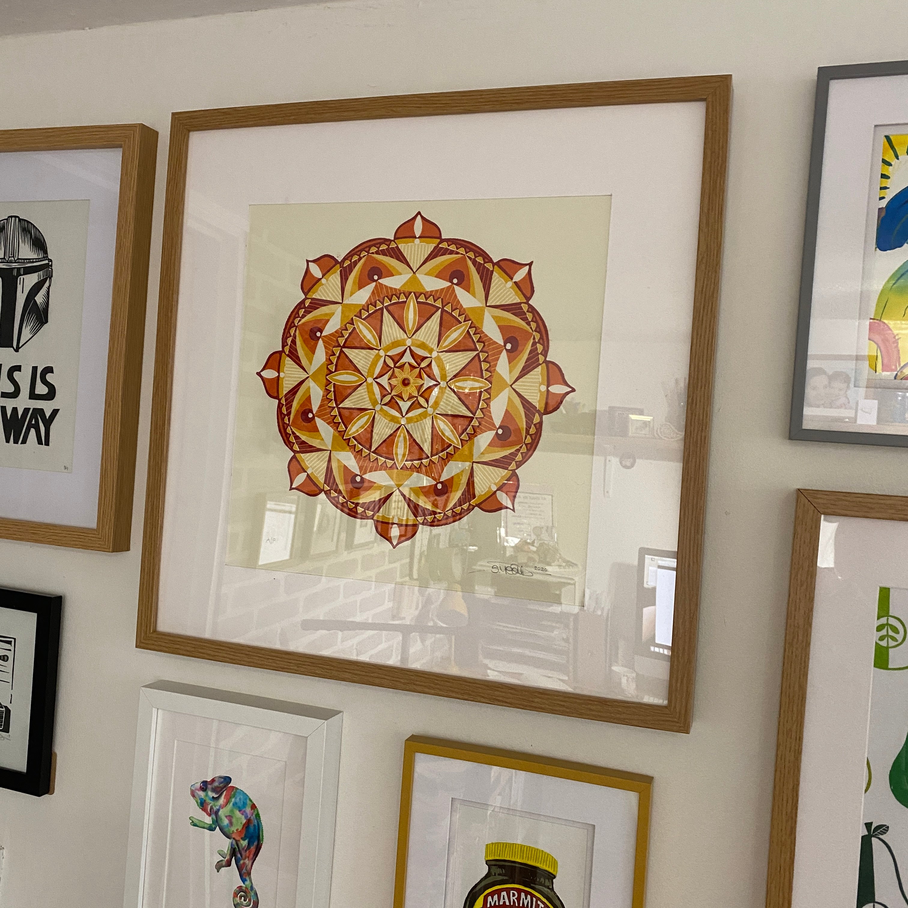 Autumn Mandala Reduction Linocut Print