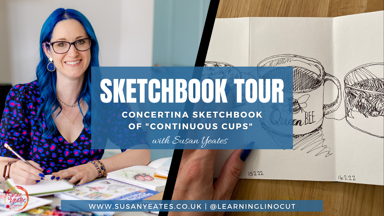 Sketchbook Tour: Concertina Sketchbook of Continuous Cups