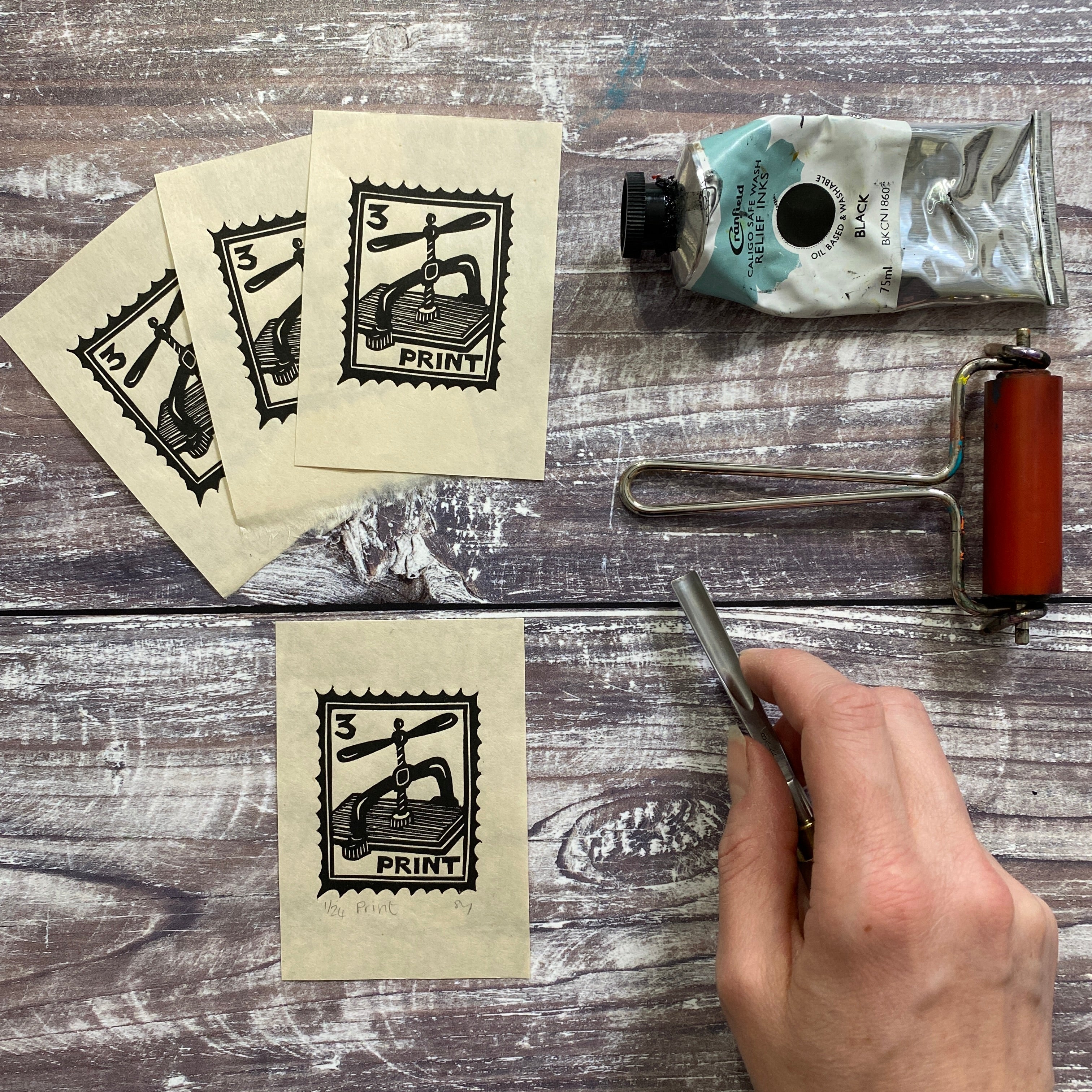 “No.3 - Print” Linocut Print (The Linocut Stamp Collection)
