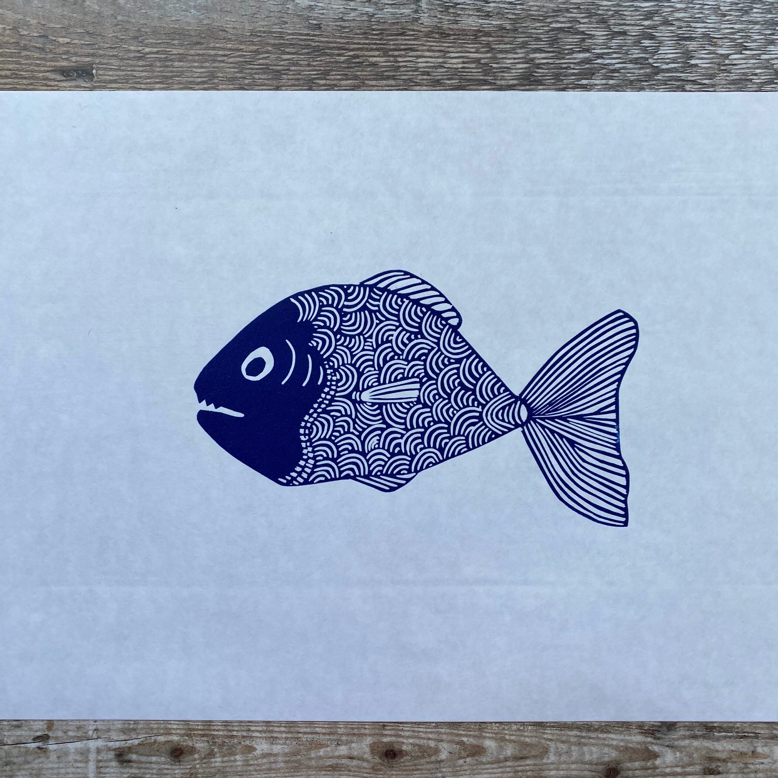 Little Nipper Fish - Original Linocut Print