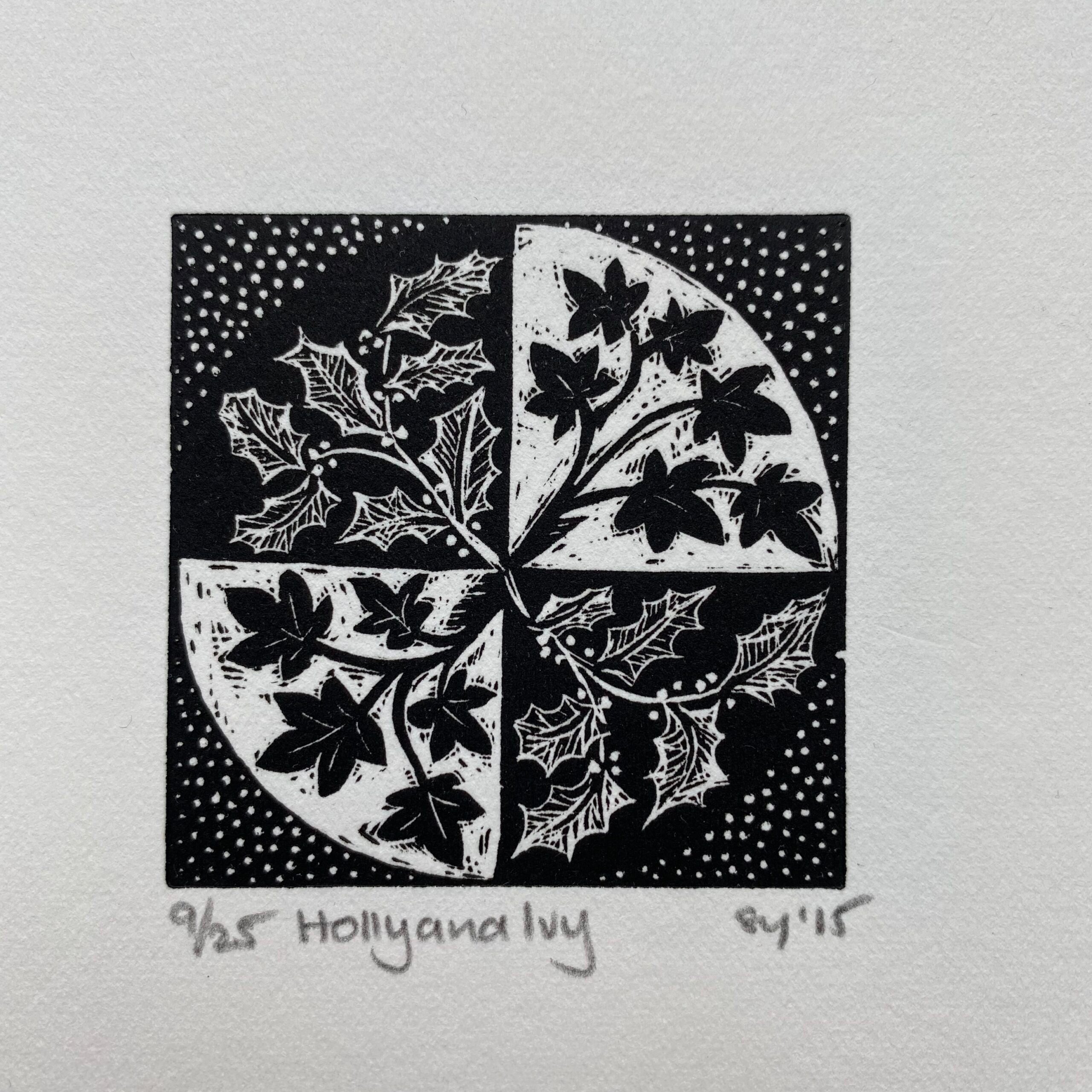 SALE - The Holly and the Ivy - Original Wood Engraving