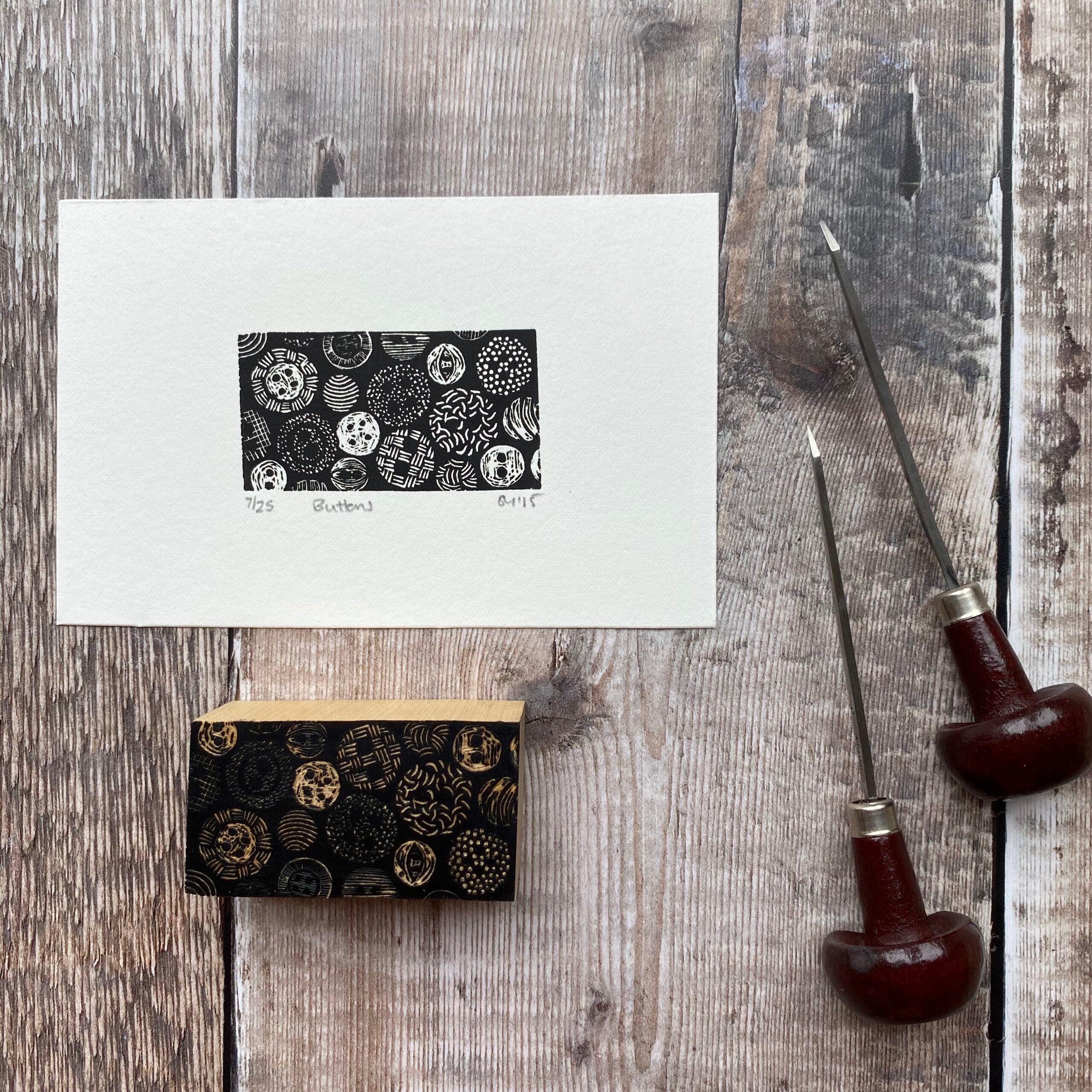 SALE - Buttons - Original Wood Engraving