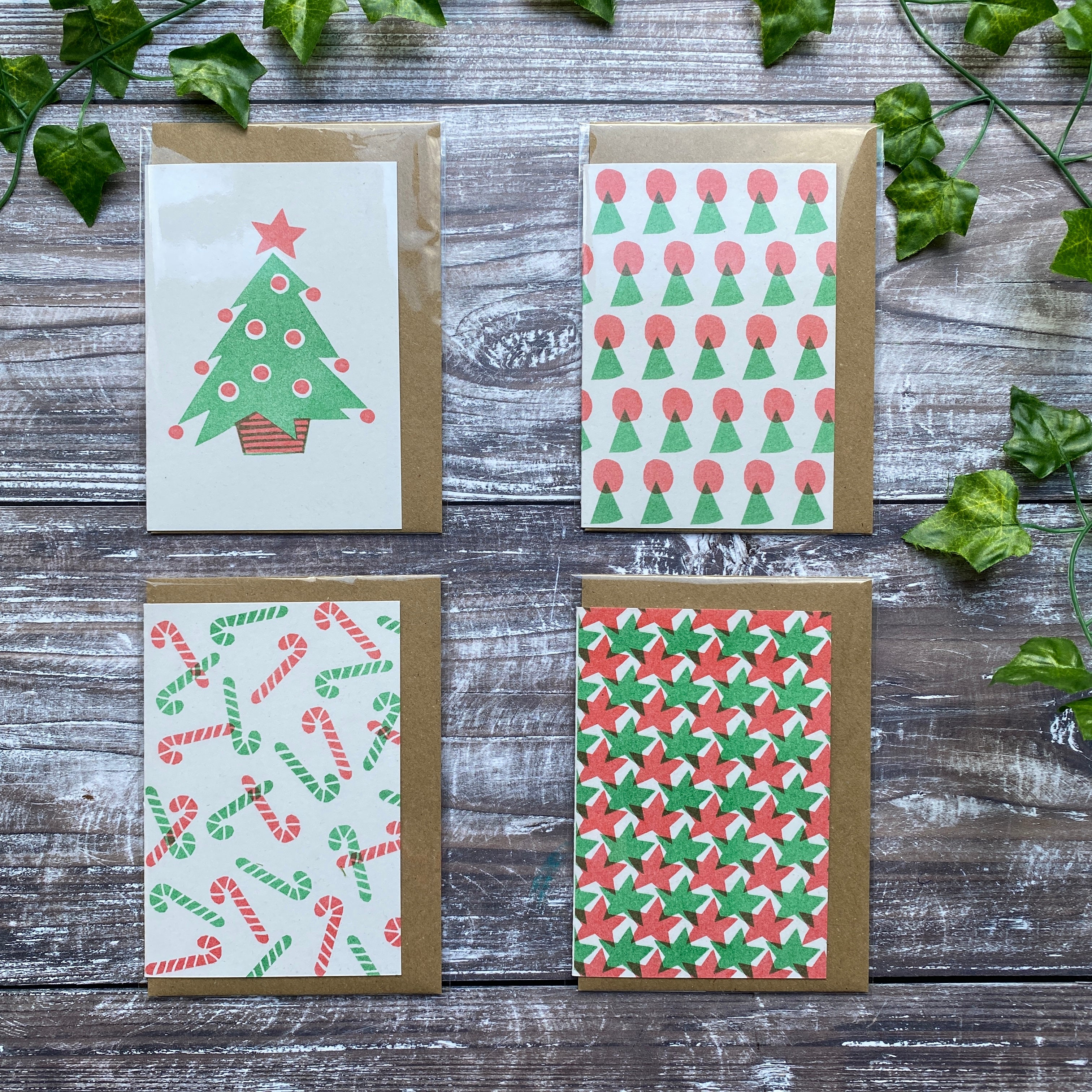 SALE - "Christmas Retro Vibes" - A6 Riso Printed Greetings Card Collection x 4