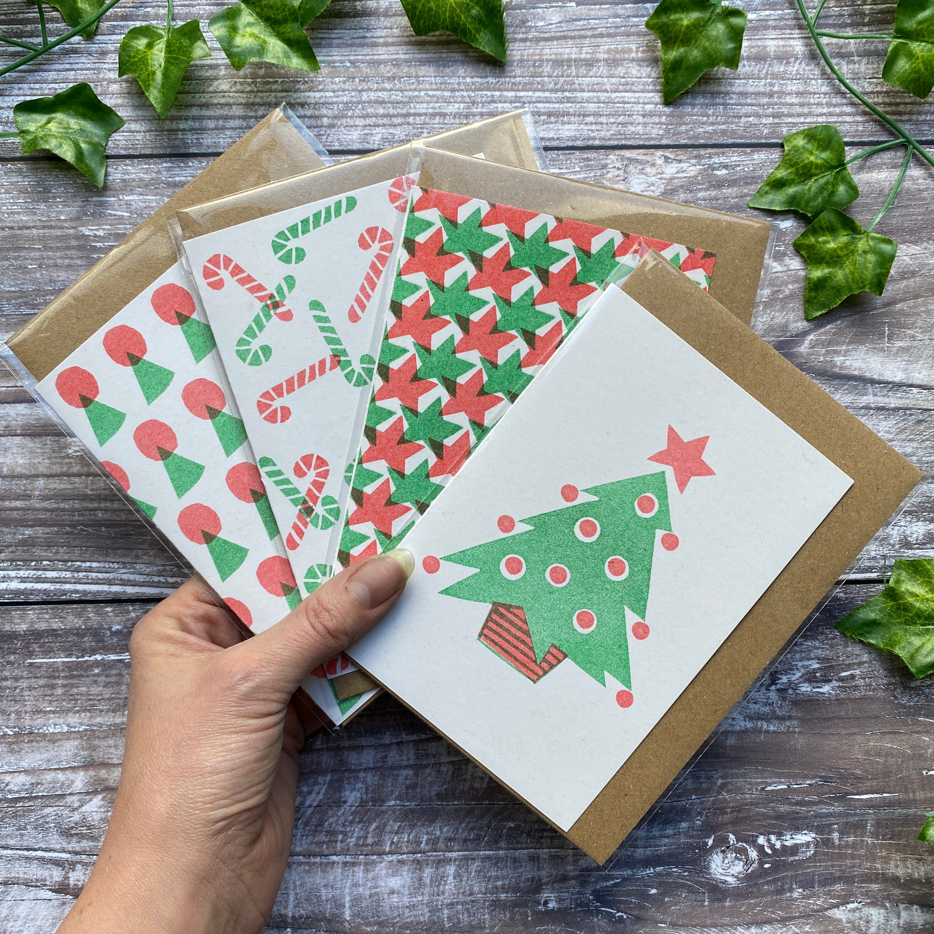 "Christmas Retro Vibes" - A6 Riso Printed Greetings Card Collection x 4