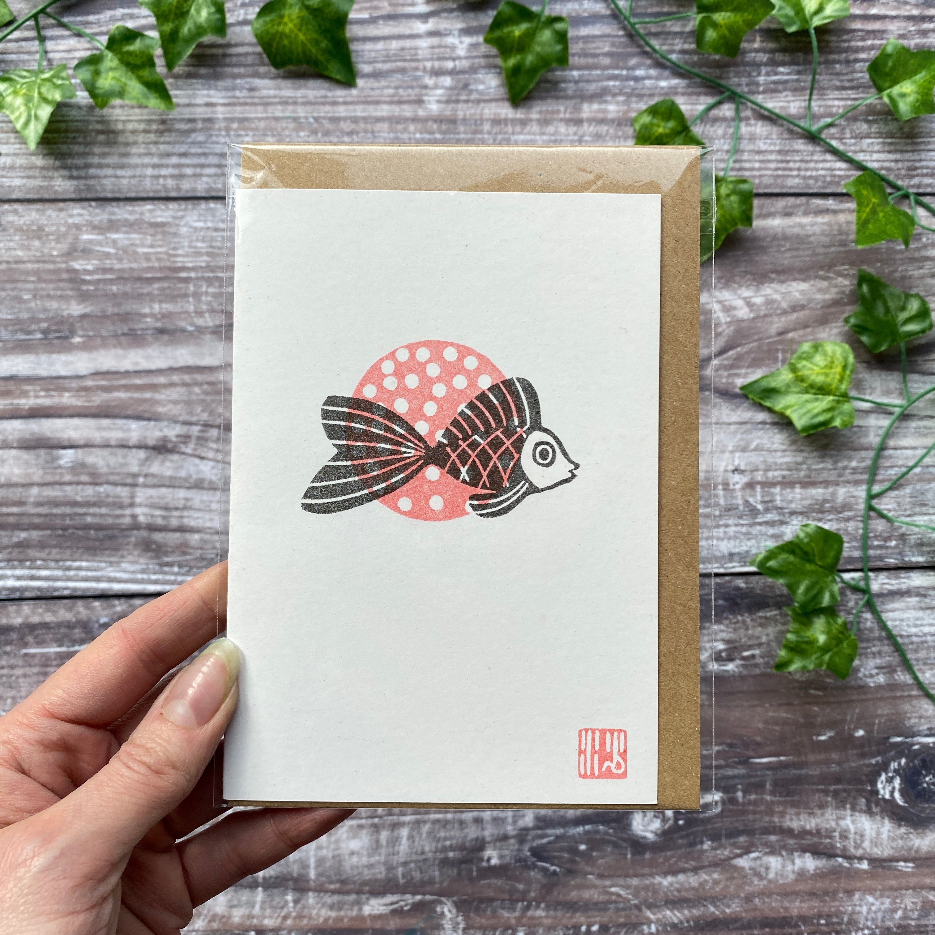 “Fishes Over the Sun” Four Card Collection - A6 Riso Printed Greetings Cards x 4
