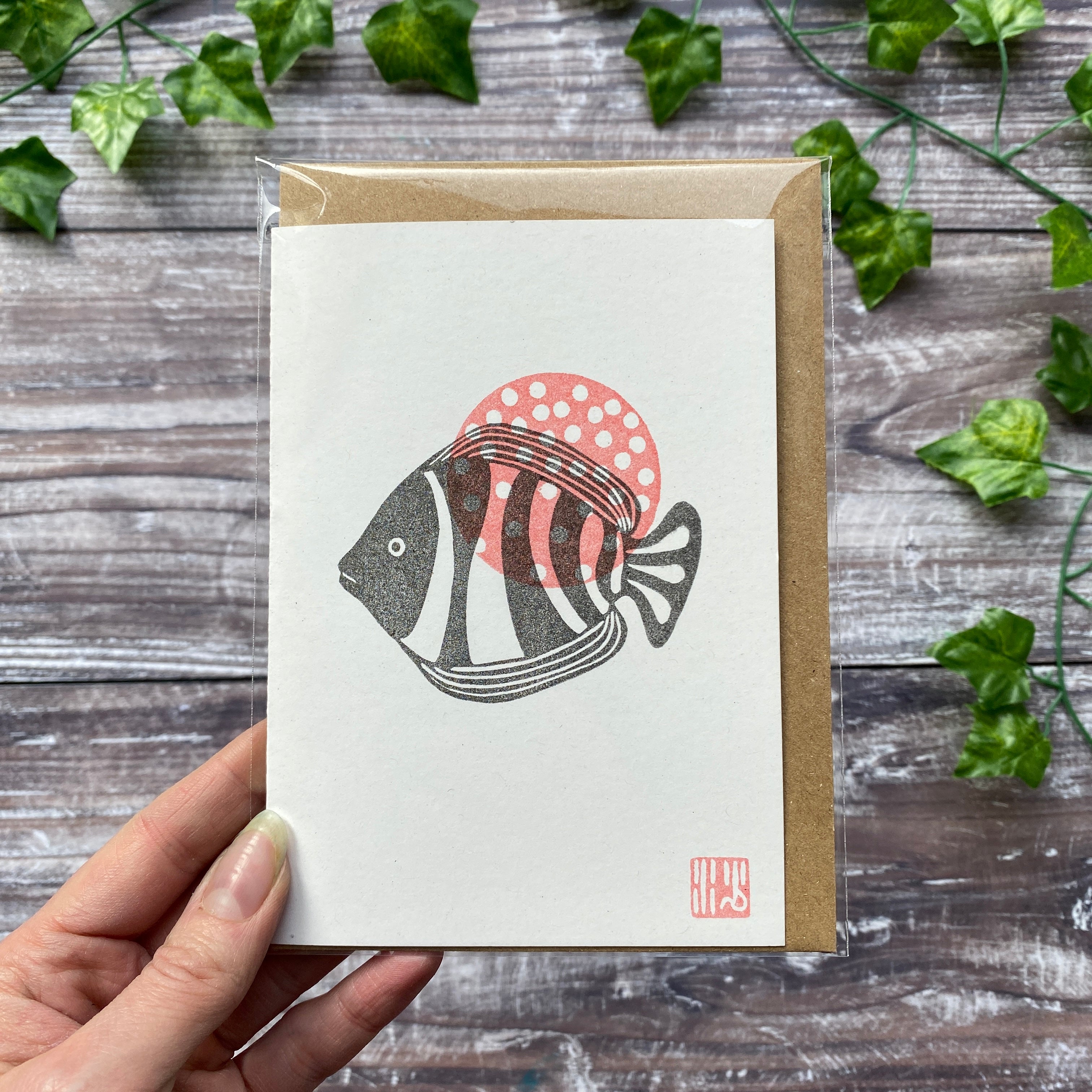 “Fishes Over the Sun” Four Card Collection - A6 Riso Printed Greetings Cards x 4